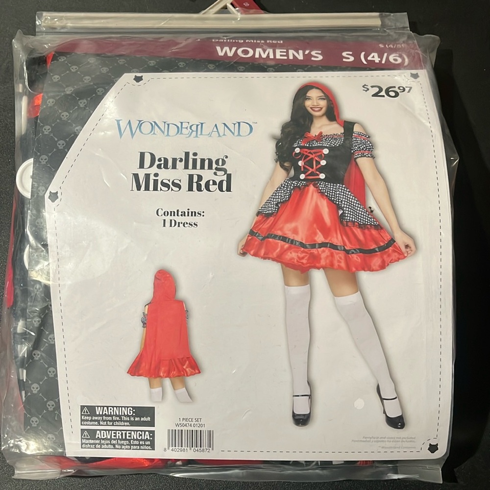 Wonderland Darling Miss Red , red riding hood style dress costume size small